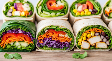 Fuel your body with these beautiful, healthy wraps, boasting a rainbow of fresh, colorful contents.

