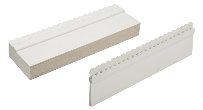 Stack of White Scalloped Edge Cardboard Cake Boards.