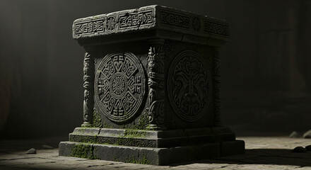 Crafted from deep, shadowy stone, a simple yet powerful pedestal stands firm.

