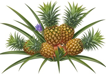 Set Of Two Ripe Pineapples