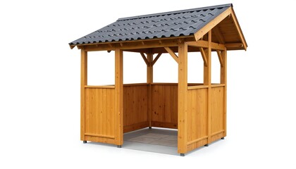 Wooden Gazebo with Dark Roof