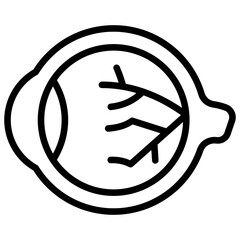 Retina Outline Icon Design Vector - Human eye retina illustration with vessels, representing vision, ophthalmology, or medical anatomy