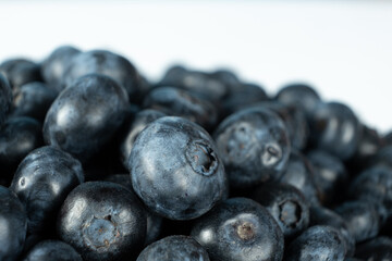 Fresh blueberries on a white background macro isolate