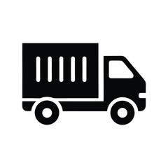 Black silhouette showcases a compact cargo truck design with distinct vertical lines in its carriage