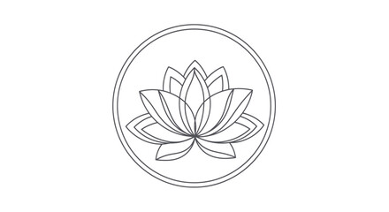 Fototapeta premium Simple Outline of a Lotus Flower Within a Circle.