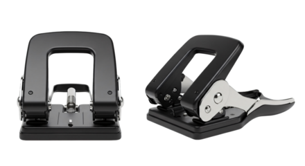 Black and Silver Two-Hole Puncher Essential Office Supply Tool.