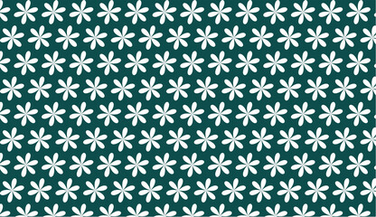seamless pattern with flowers dark green and white color design