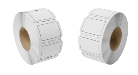 Two Rolls of Blank Rectangular Labels with Perforations.