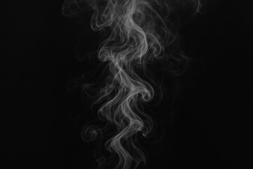 Obraz premium Ethereal Dance of Smoke: Wisps of delicate smoke gracefully swirl and dance against the dark background, evoking a sense of mystery and tranquility. 