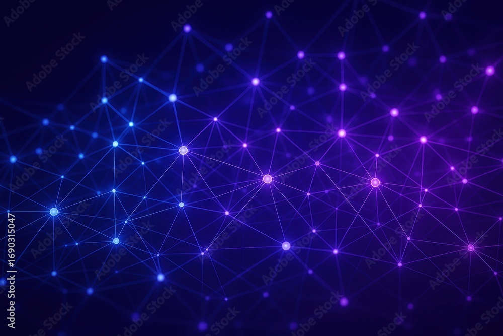 Poster digital network: a digital representation of interconnected nodes, conveying the intricate structure