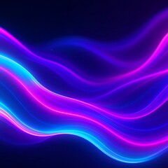 Fototapeta premium Abstract Neon Waves: A vibrant display of flowing neon waves in shades of purple and blue, creating a sense of energy and movement, perfect for adding a modern and dynamic touch.