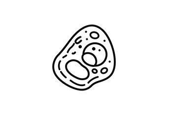 Cell drawing. It is a simple line art sketch of a cell, the basic structural and functional unit of all known living organisms, depicted with various internal organelles. Vector sketch line art draw.
