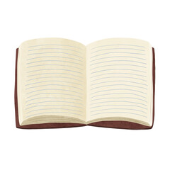 横罫の糸とじノート　水彩風手描きイラスト