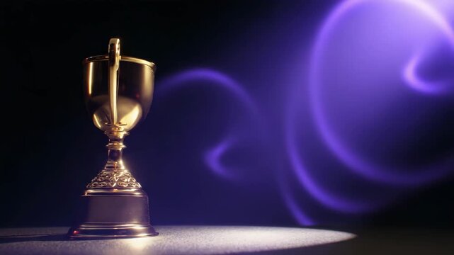 Golden Trophy Award: Cinematic Celebration,  Purple Swirls, Spotlight Effect
