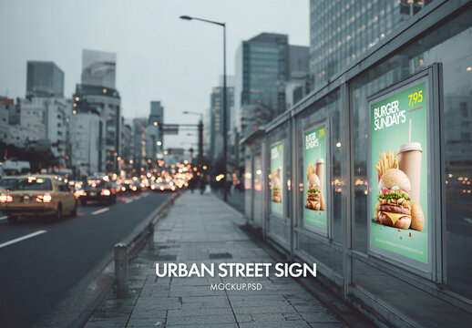 Evening time city posters mockup