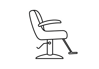 Salon chair drawing. A line art sketch of a salon chair, adjustable and often reclining seat used in beauty and hair salons for clients during hair styling, treatments. Vector sketch line art draw.