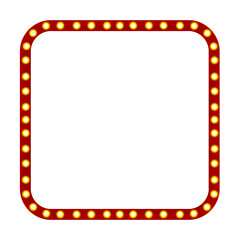 movie theater sign Vintage Circus square Light Sign, frame decoration, show, theater announcement campaign event hand drawn on transparent background
