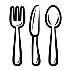 Elegant place setting features a knife, fork, and spoons in a clean, minimalist style