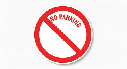 No Parking sign icon in red circle, clear message for business, city streets, and regulations, essential for safety and traffic control