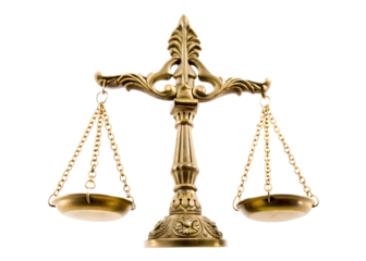 Antique Brass Balance Scale with Two Empty Pans gold isolated on a transparent background