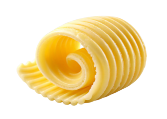 Butter curl roll dairy food isolated on white background