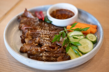 Fototapeta premium Grilled Pork Neck served on plate