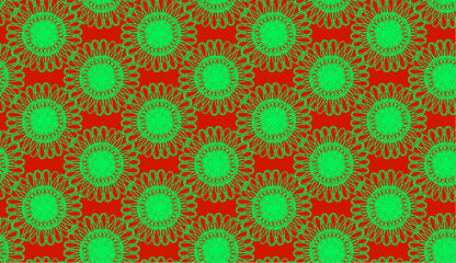 seamless floral pattern green and red mix design