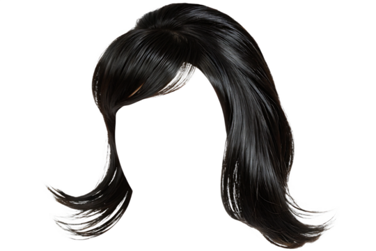 Dark Brown Long Straight Wig with Side Bangs on White Background hair hairstyle isolated on a transparent background