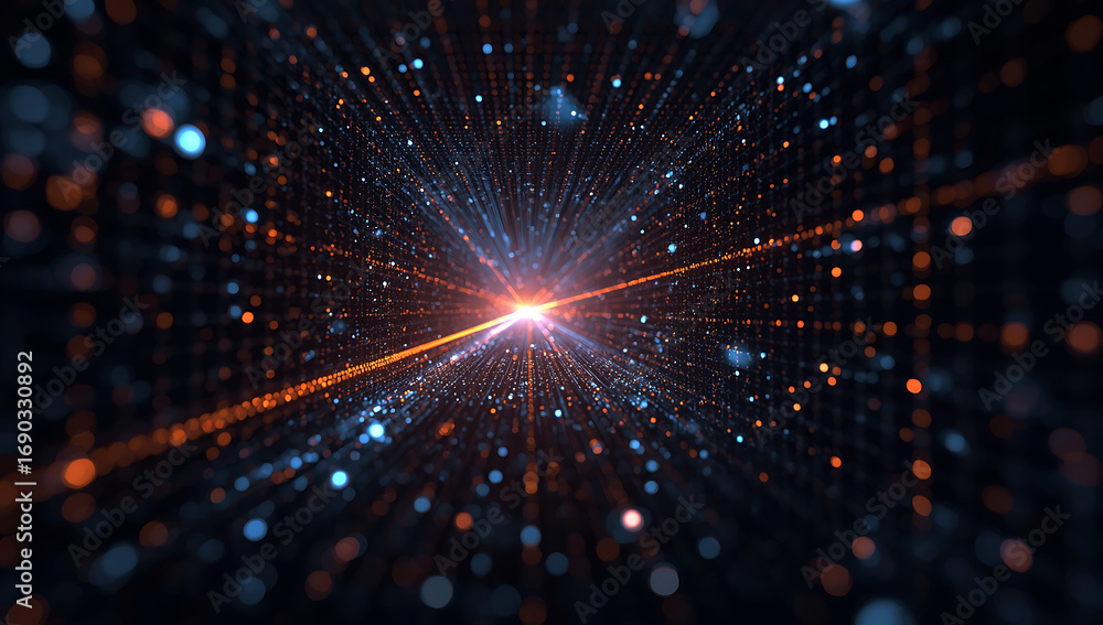 Aufkleber abstract digital tunnel with glowing light at the end representing technology and future concepts