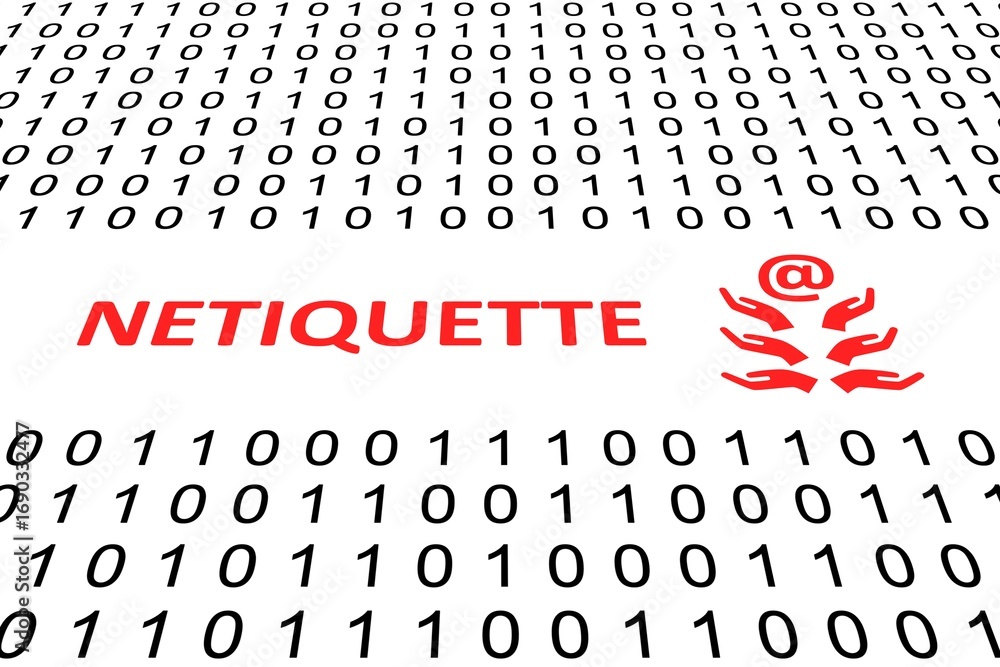 Poster netiquette concept binary code 3d illustration