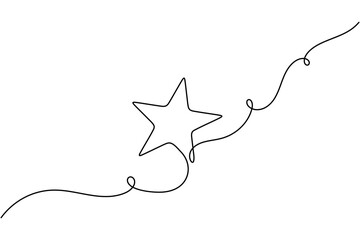 Star continuous one line drawing minimalist shining sky vector illustration