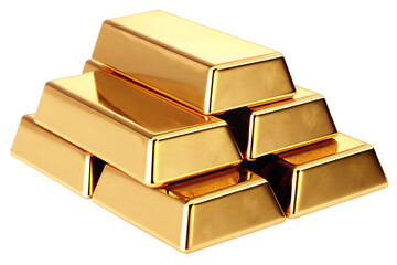 Stack of Shiny Gold Bars on Transparent Background bullion ingot isolated on a transparent background