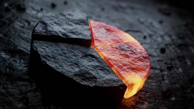 Circular Chart Partitioned with Dark Gray Rock and Fiery Orange Interior