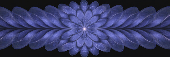 Fractal pattern creating symmetrical flower-like design in purple hues, suitable for background