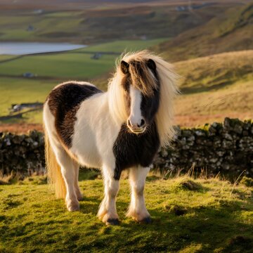El peque&ntilde;o poni y el paisaje sereno
