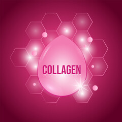 Molecule Collagen Solution Chemical Banner Template Design Vector