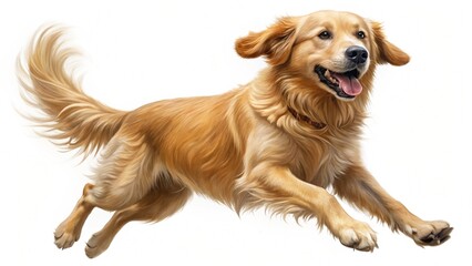 Playful Golden Retriever Jumping Mid-Air
