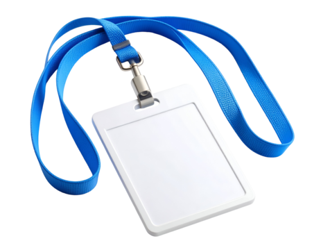 Blank ID Card with Blue Lanyard Photo
