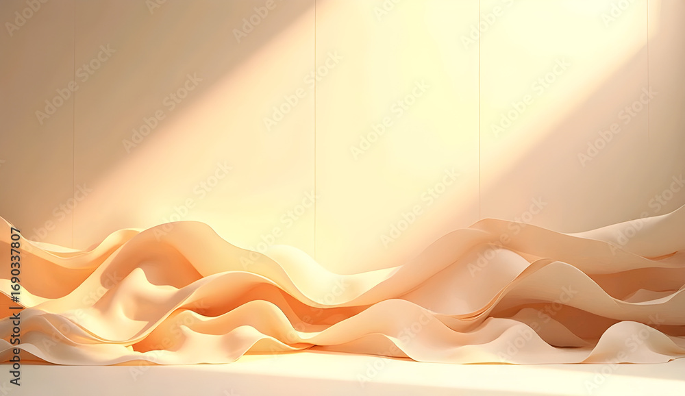 Poster abstract vector background of glowing golden orange waves and flowing lines on a dark backdrop