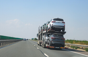 Car carrier. Auto transport truck. No logo or brand.