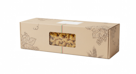 Italian pasta packaging mockup in kraft box with blank label