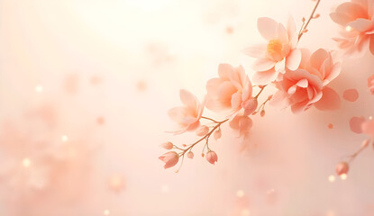 Obraz premium A beautiful pink cherry blossom branch with delicate sakura flowers blooms in the spring