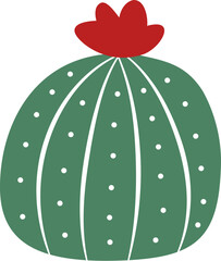 Minimalist Botanical Desert Cactus with Red Flower
