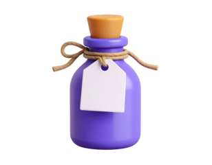 3D Render Purple Potion Bottle