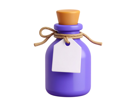 3D Render Purple Potion Bottle