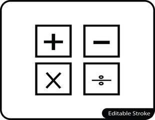 A clean and modern line art icon of basic mathematical operations, perfect for educational apps, accounting software, and business presentations.
