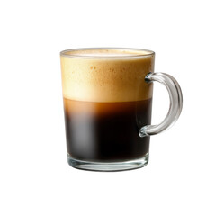 Aromatic Espresso Macchiato in a Clear Glass Mug