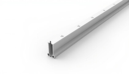 Aluminum measuring ruler on white background for construction and design  