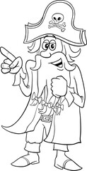 funny cartoon pirate or corsair captain comic character coloring page
