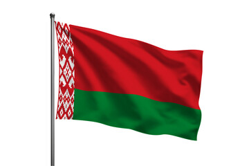 The belarusian flag waving gently on a silver pole against a solid black background image view